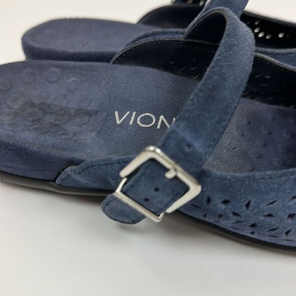Vionic Lidia Suede Slip On Lasercut Mule Sandal Blue Size 7 - Picture 7 of 8